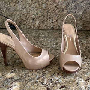 Jessica Simpson AGYNEE nude platform sling back